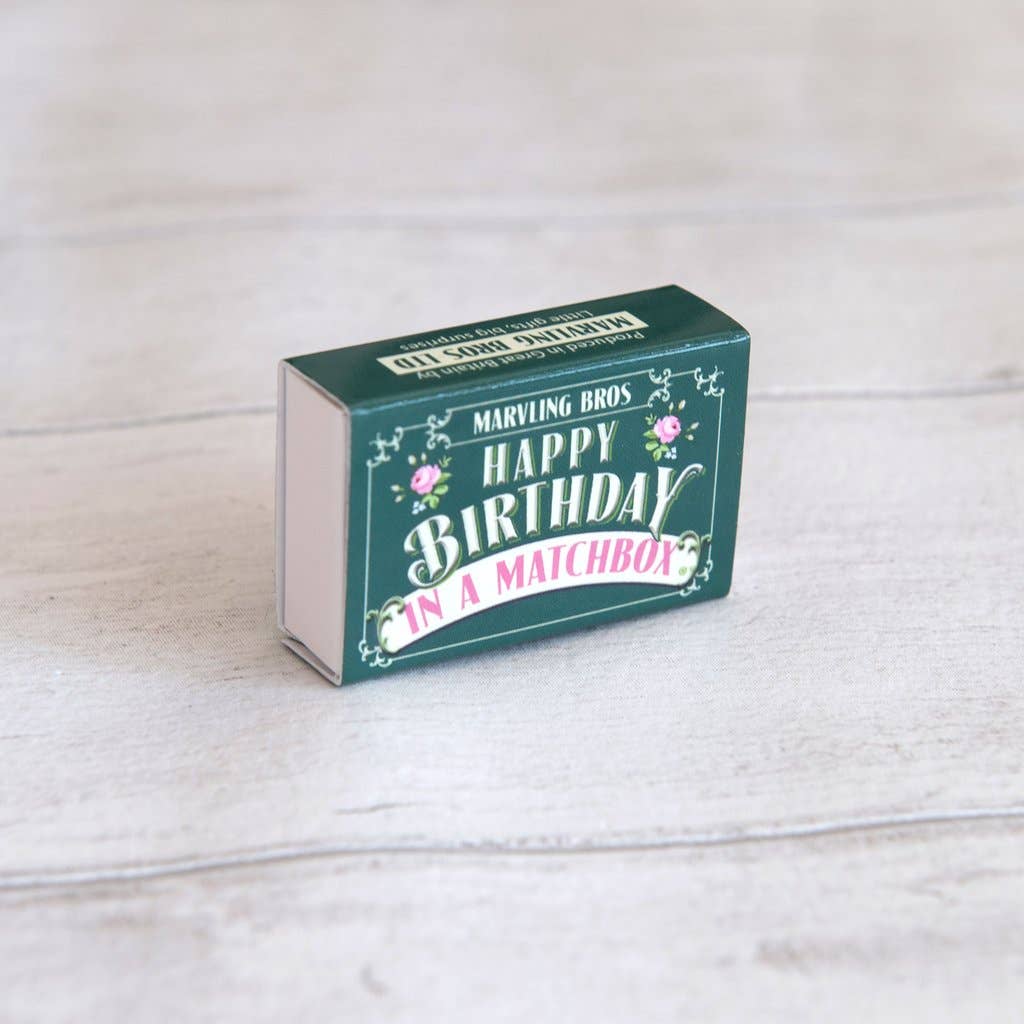 Happy Birthday Folk Art Mini Bouquet In A Matchbox