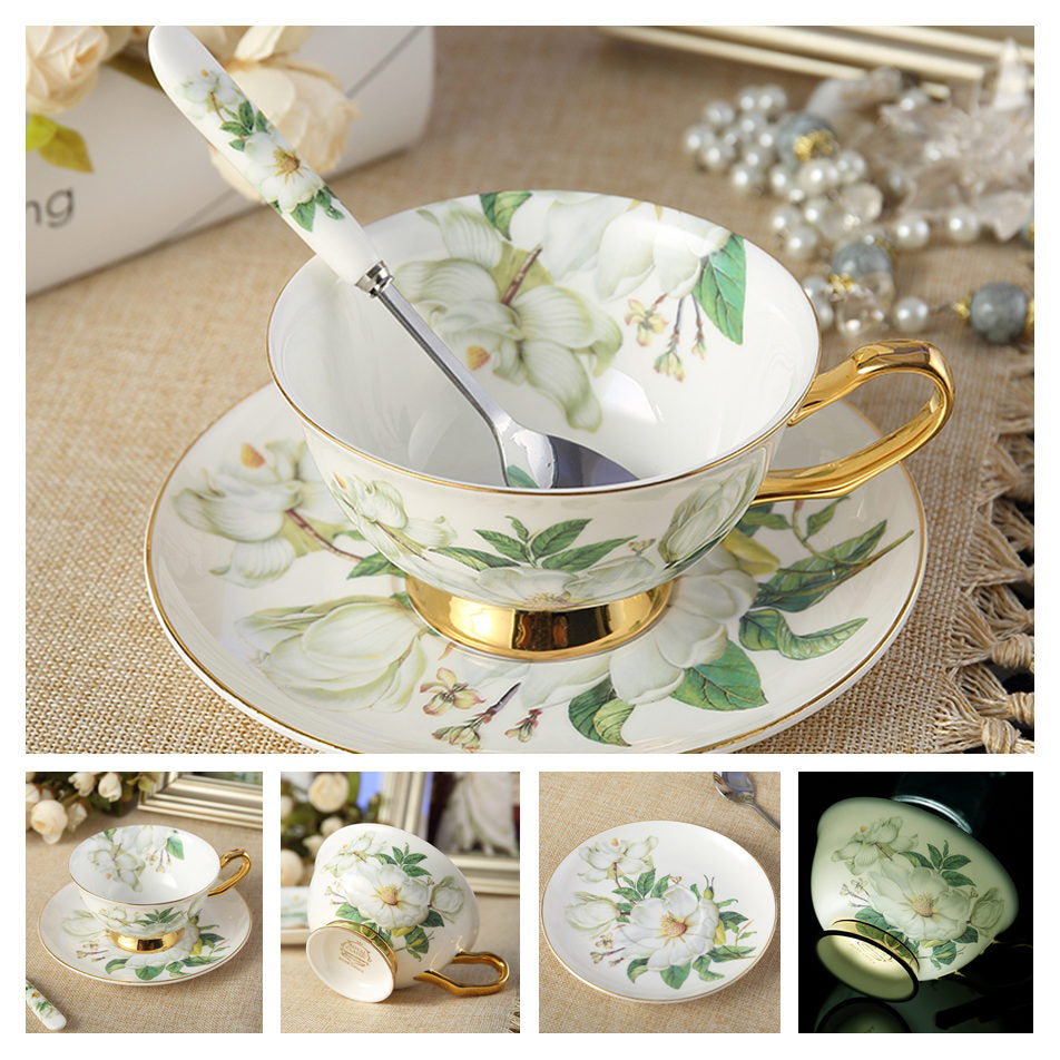 Bone China Teacup, Saucer & Spoon Set (13 Varieties)*