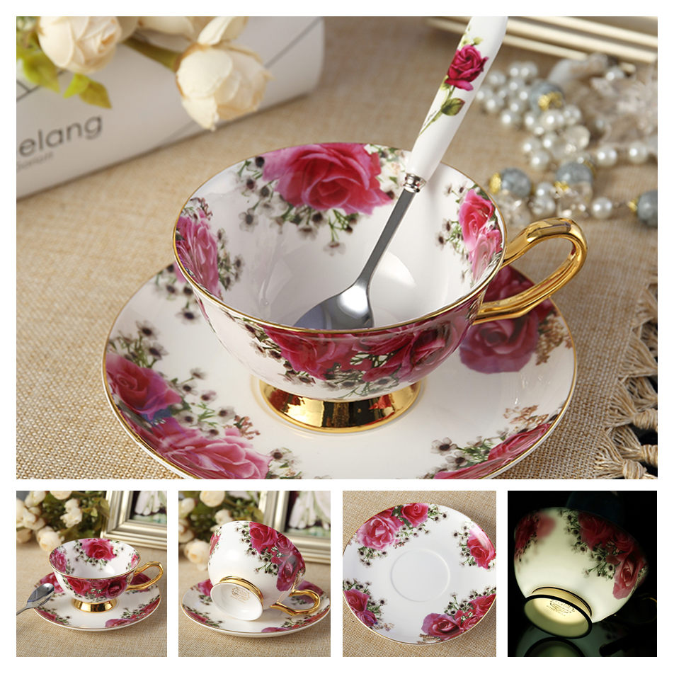 Bone China Teacup, Saucer & Spoon Set (13 Varieties)*