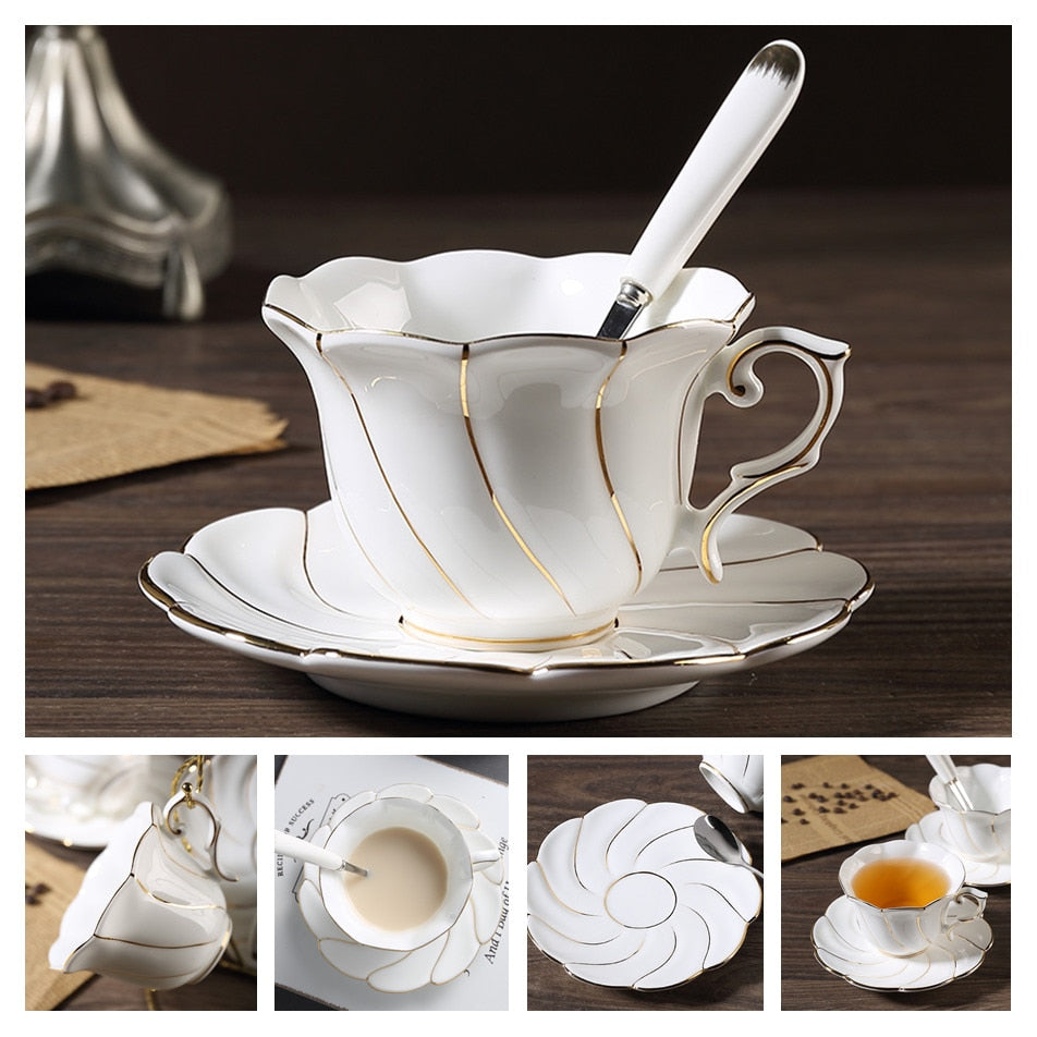 Bone China Teacup, Saucer & Spoon Set (13 Varieties)*