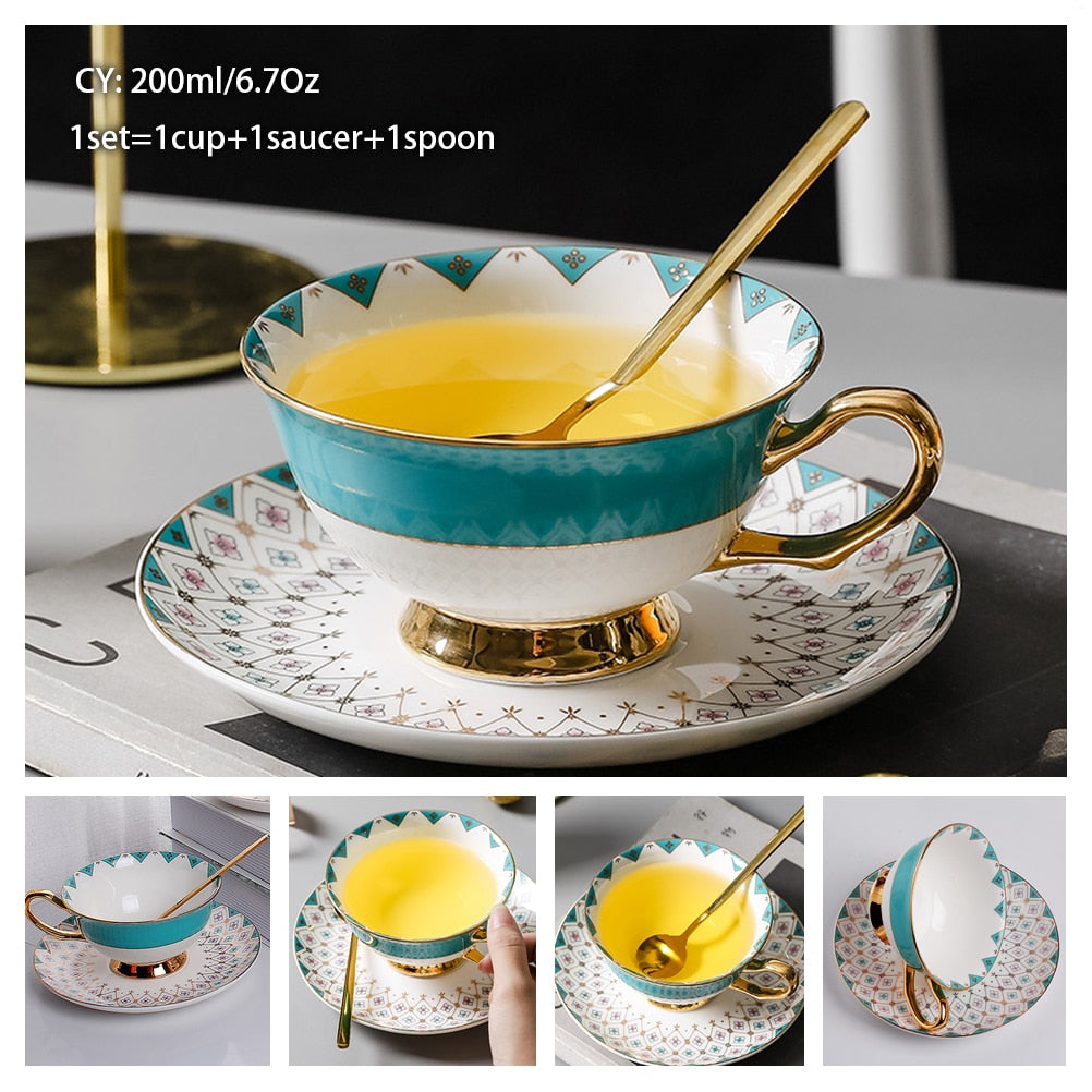 Bone China Teacup, Saucer & Spoon Set (13 Varieties)*