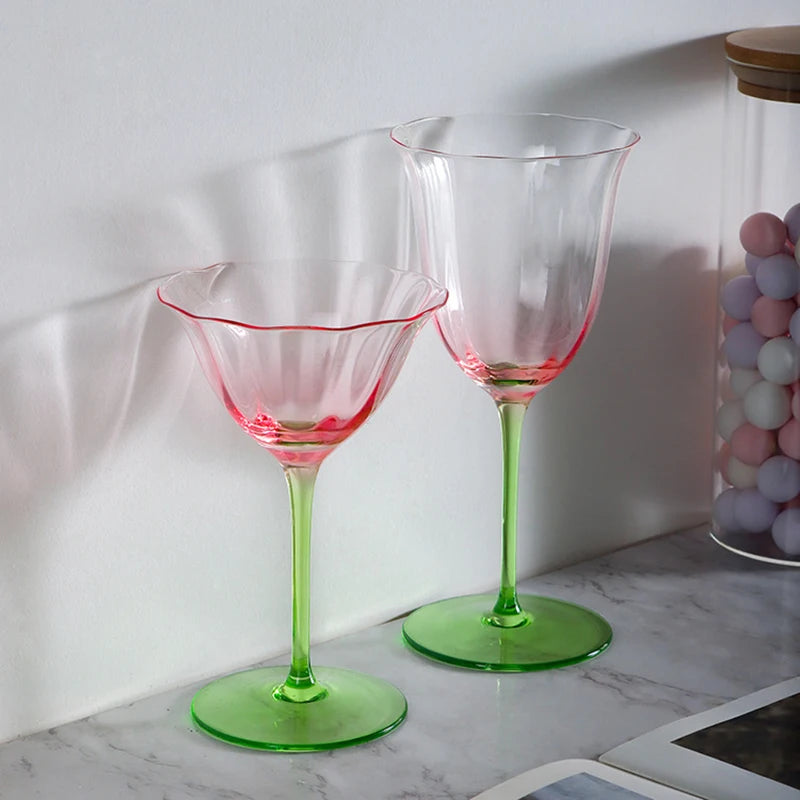 Floral Wine & Cocktail Glasses (4 Colors and 4 Varieties)