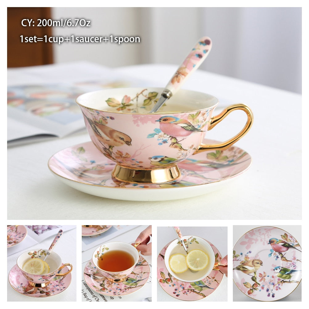 Bone China Teacup, Saucer & Spoon Set (13 Varieties)*