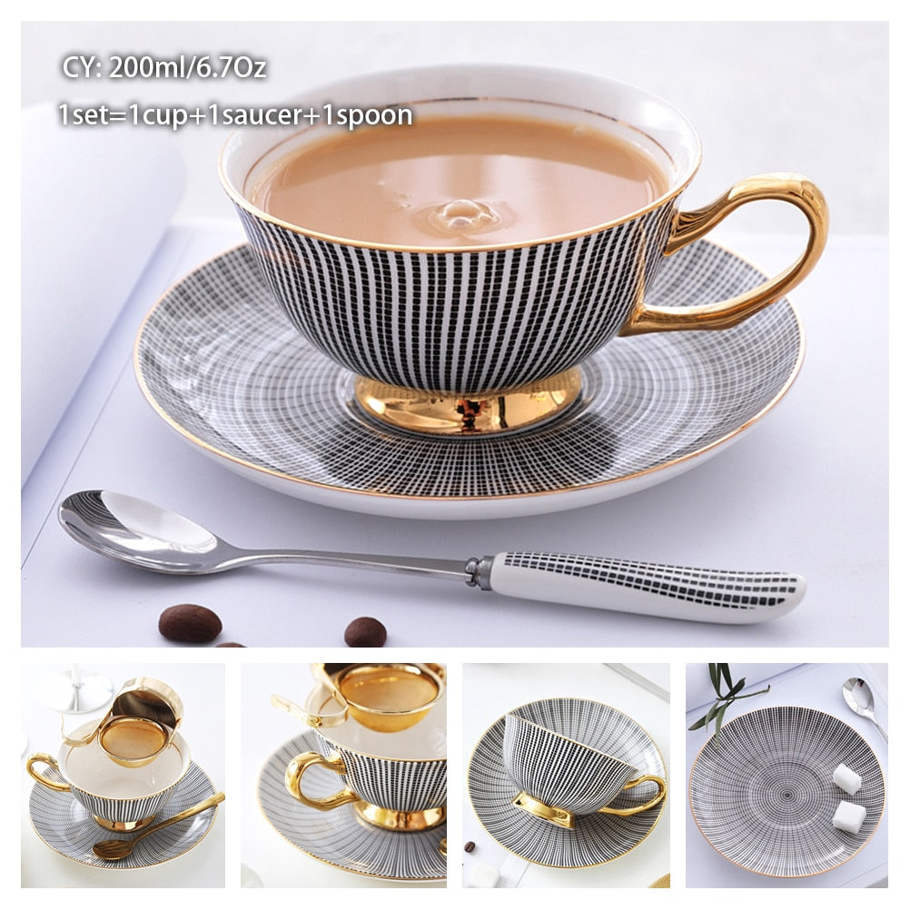 Bone China Teacup, Saucer & Spoon Set (13 Varieties)*