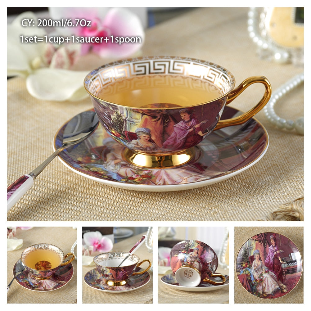 Bone China Teacup, Saucer & Spoon Set (13 Varieties)*