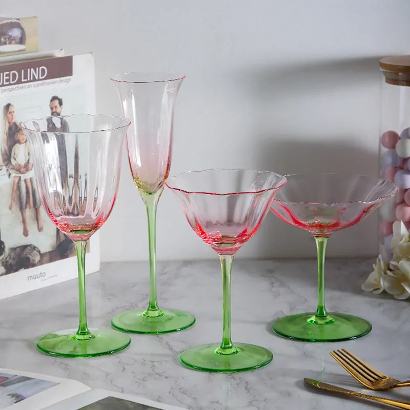 Floral Wine & Cocktail Glasses (4 Colors and 4 Varieties)