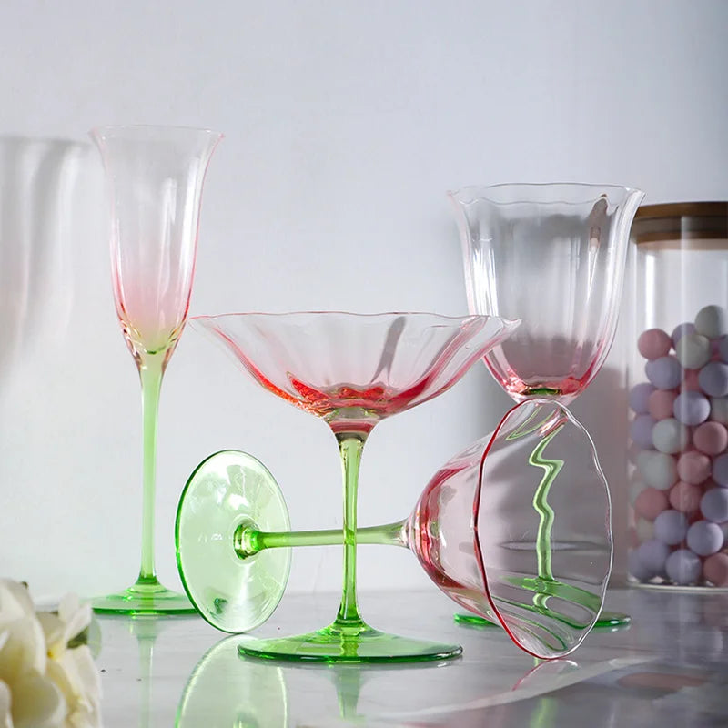 Floral Wine & Cocktail Glasses (4 Colors and 4 Varieties)