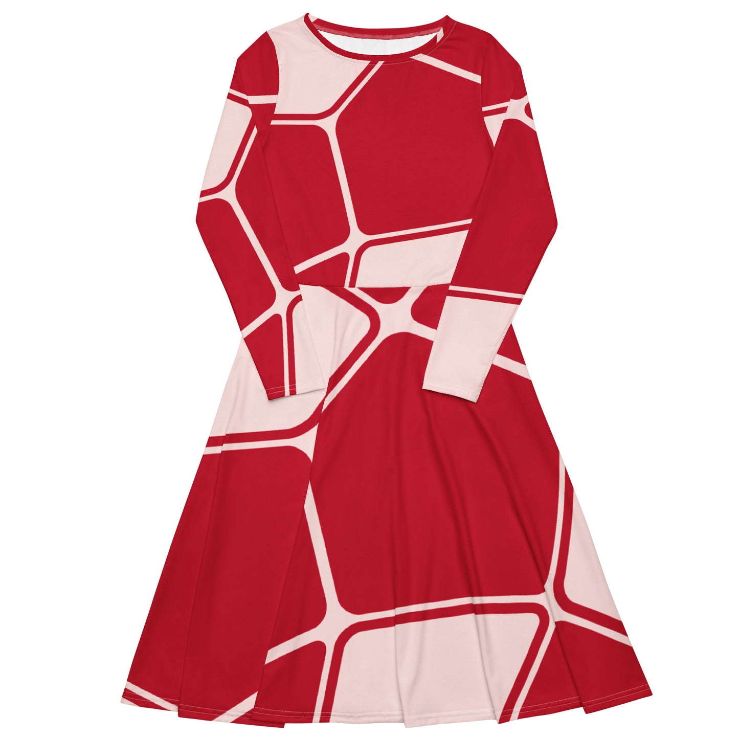 Tea Length Dress Collection: Red Geo