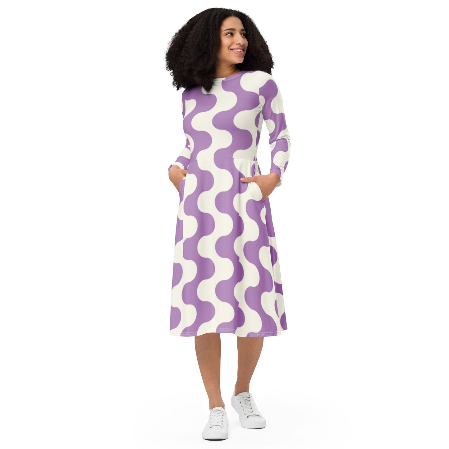 Tea Length Dress: Lavender Wave