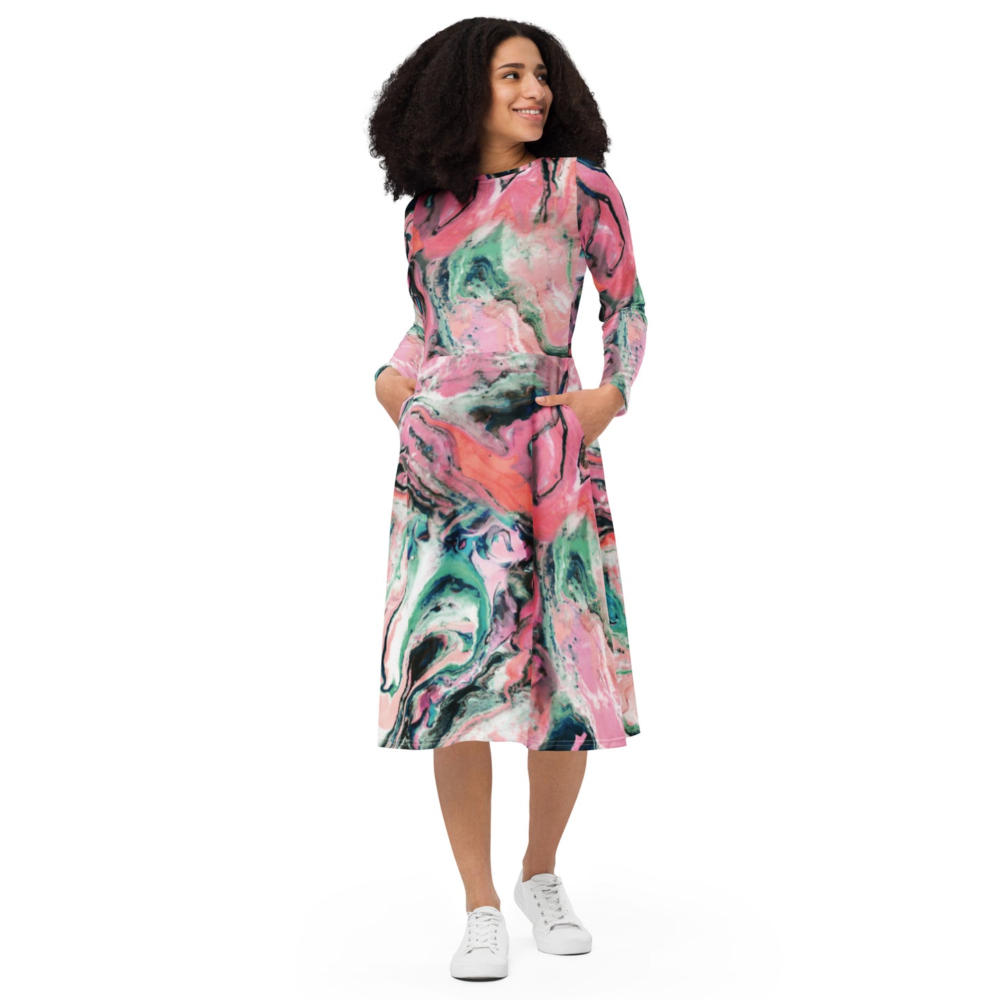 Tea Length Dress: Marbled