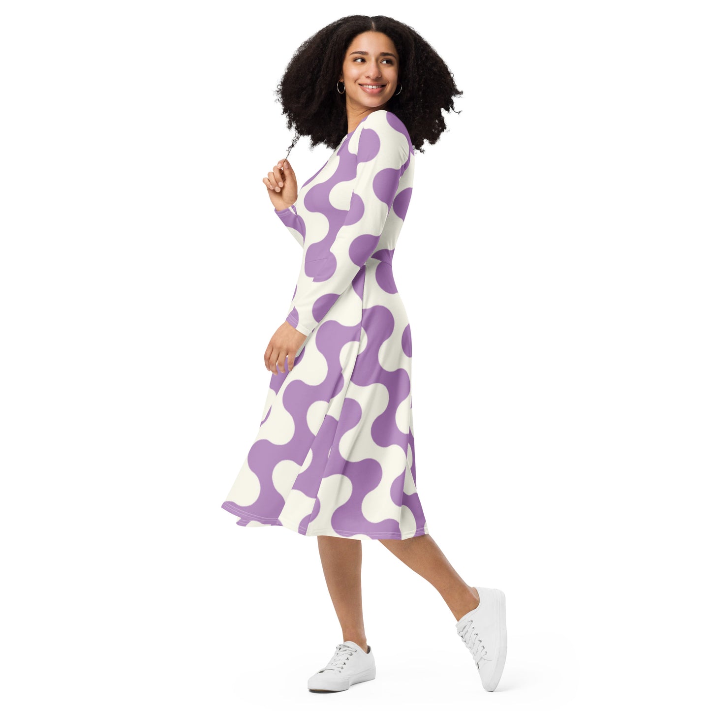 Tea Length Dress: Lavender Wave