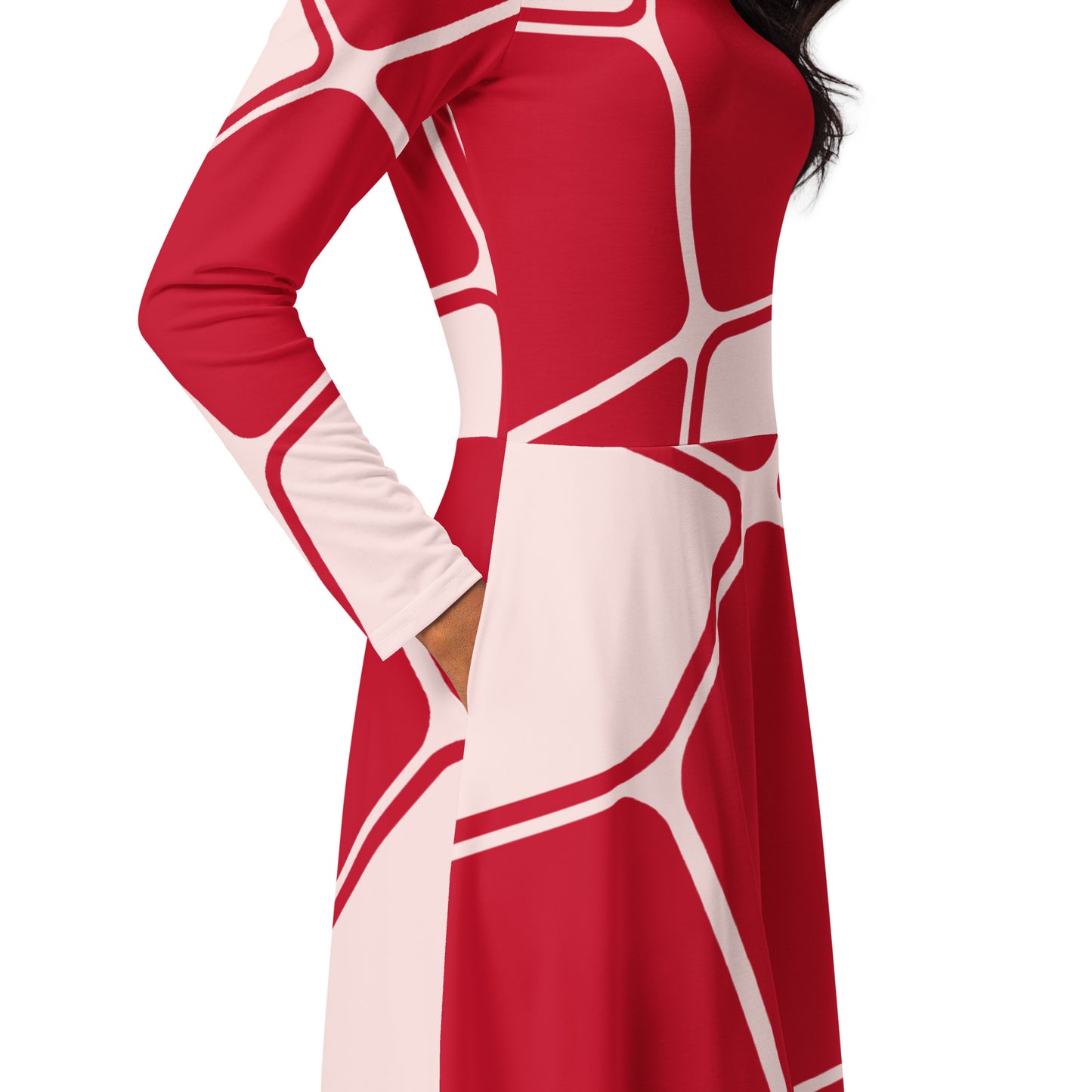 Tea Length Dress Collection: Red Geo