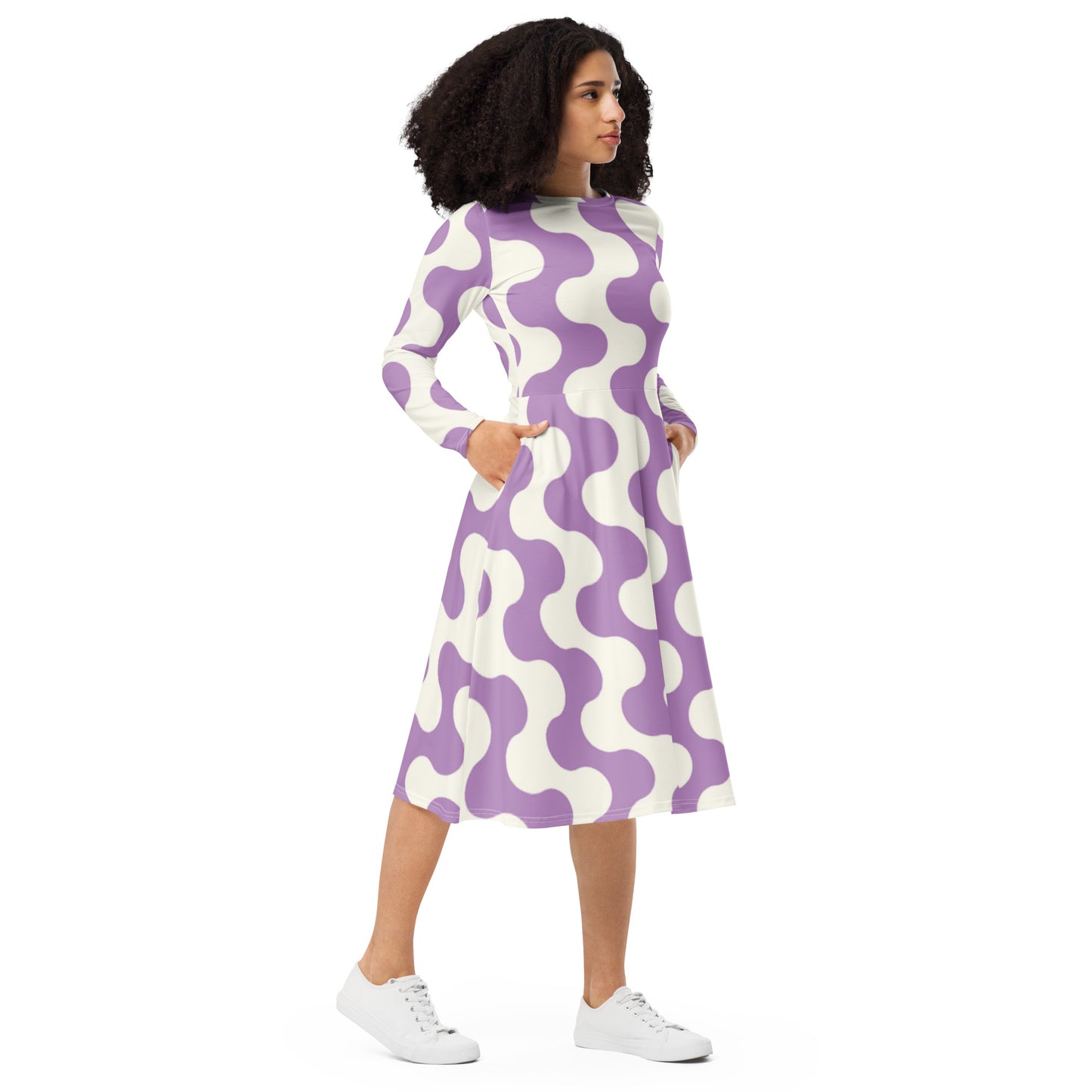 Tea Length Dress: Lavender Wave