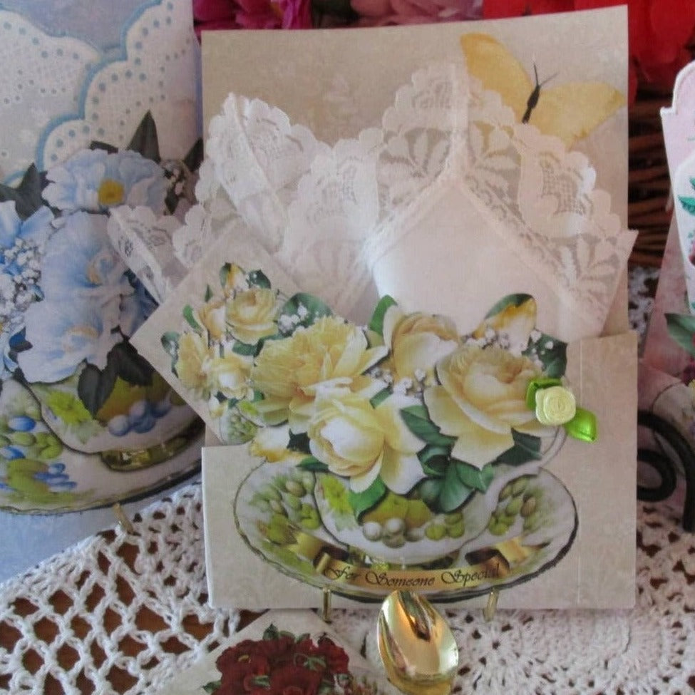 Teacup Handkerchief Cards