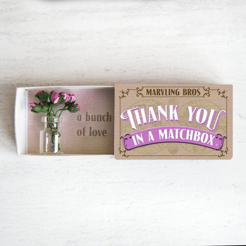 Thank You Bunch Of Roses In A Vase  In A Matchbox