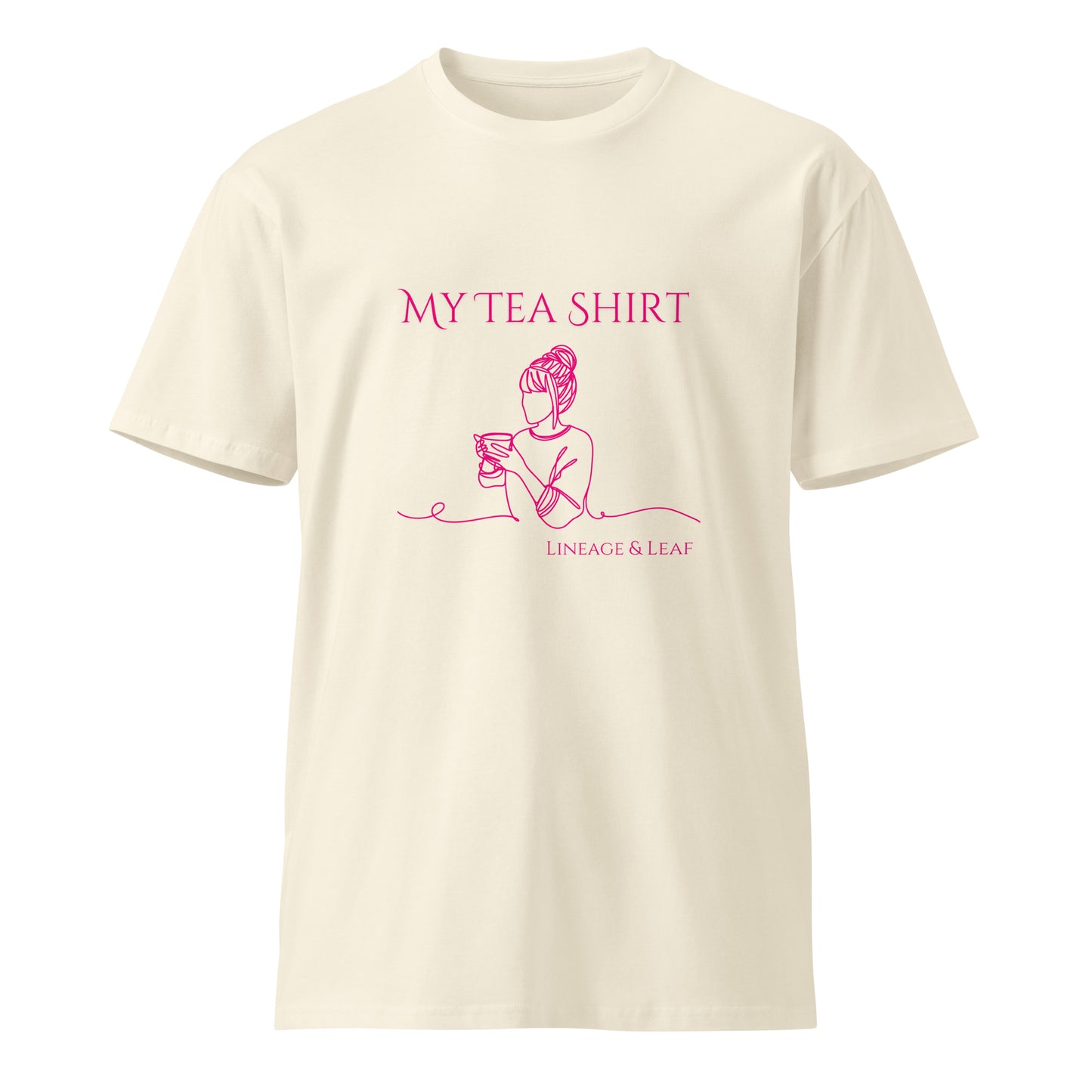 Tea Shirt: "My Tea Shirt" Lounging Lady Pink Font (Unisex)