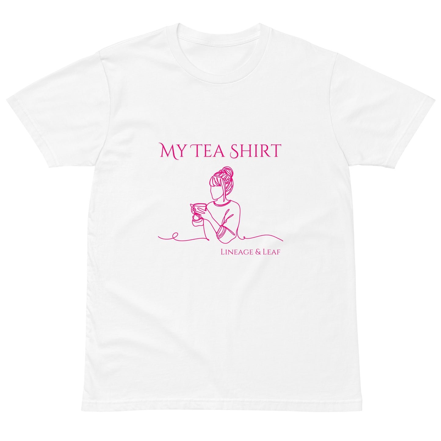 Tea Shirt: "My Tea Shirt" Lounging Lady Pink Font (Unisex)