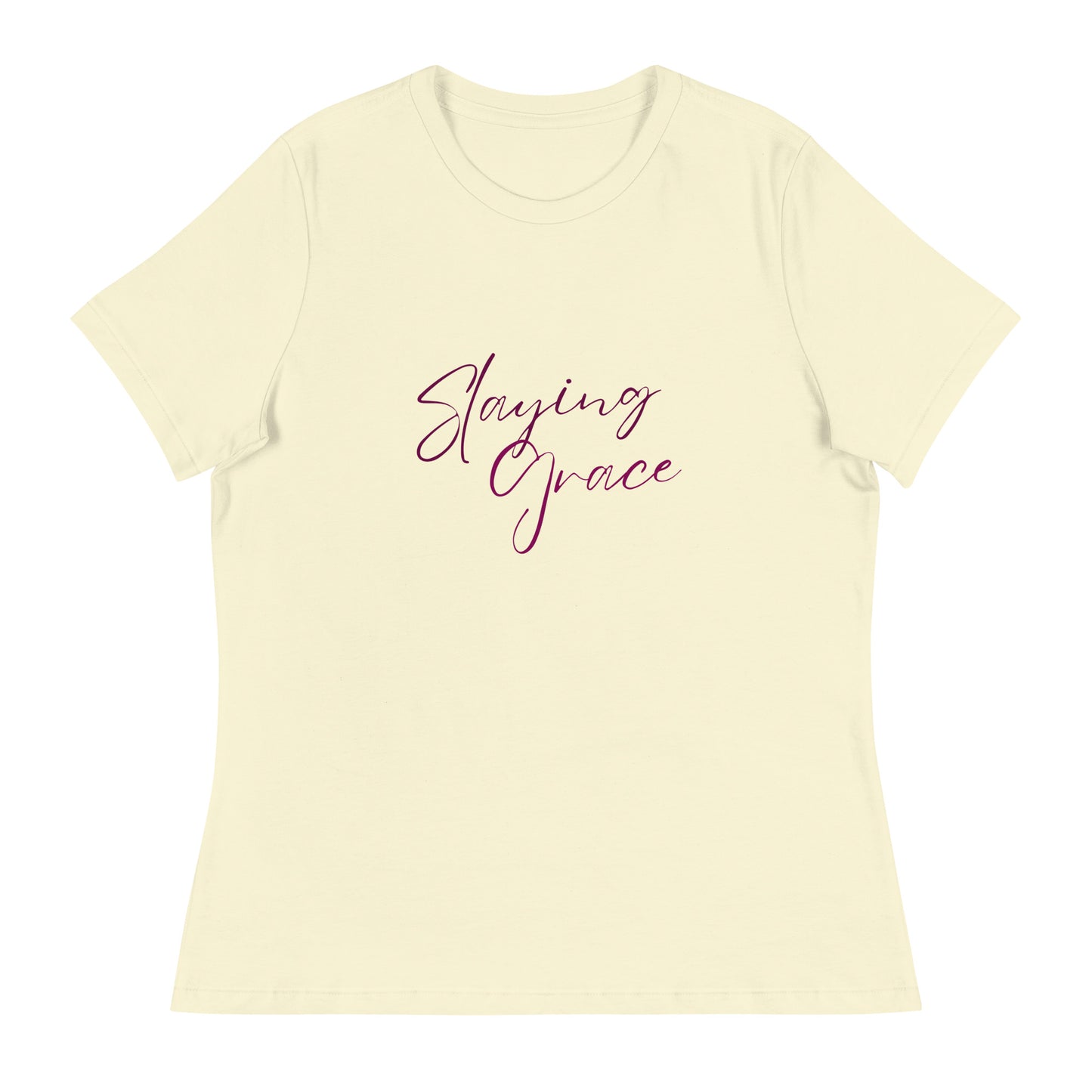 Tea Shirt: Slaying Grace Relaxed Purple Font (High Waist)