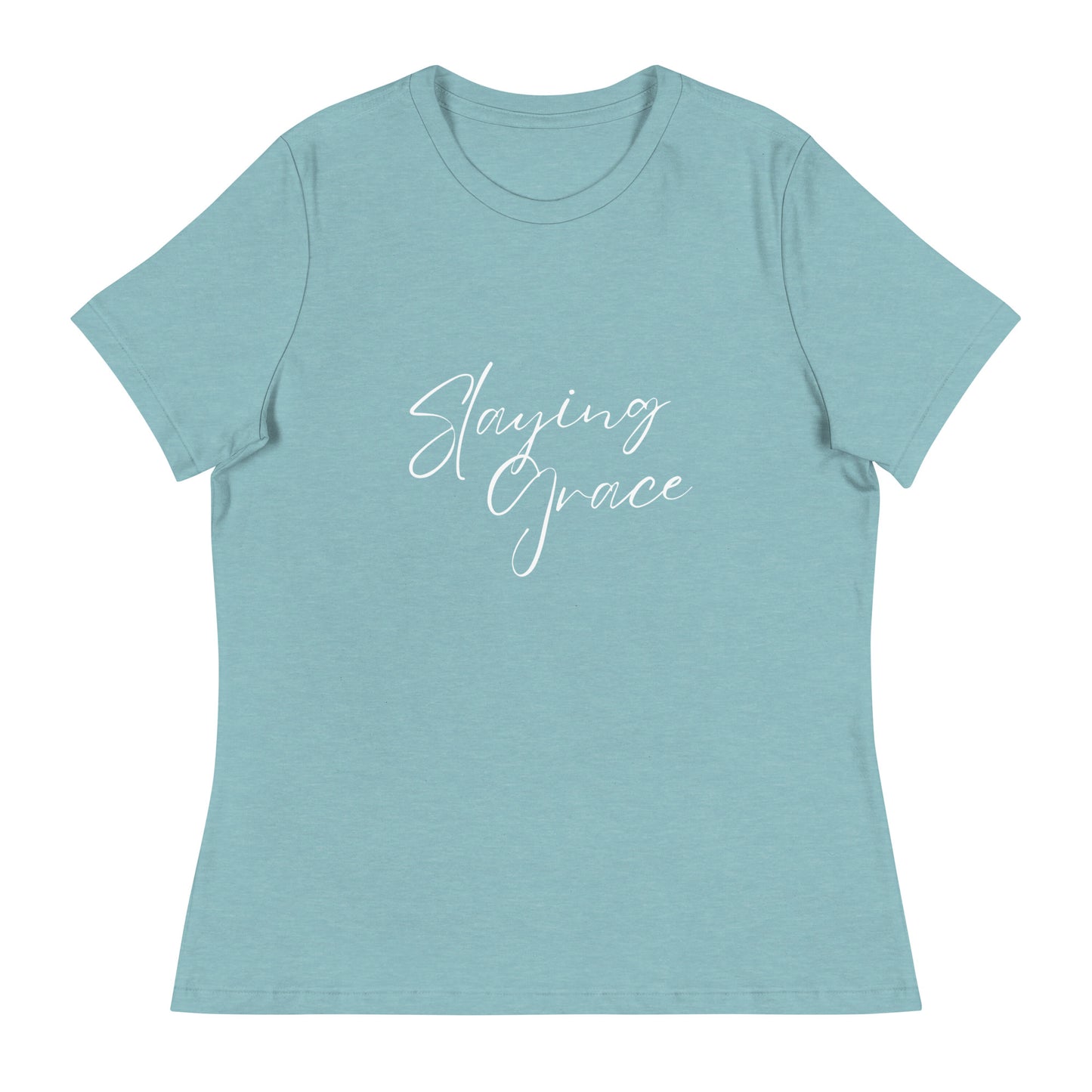 Tea Shirt: Slaying Grace Relaxed White Font (High Waist)