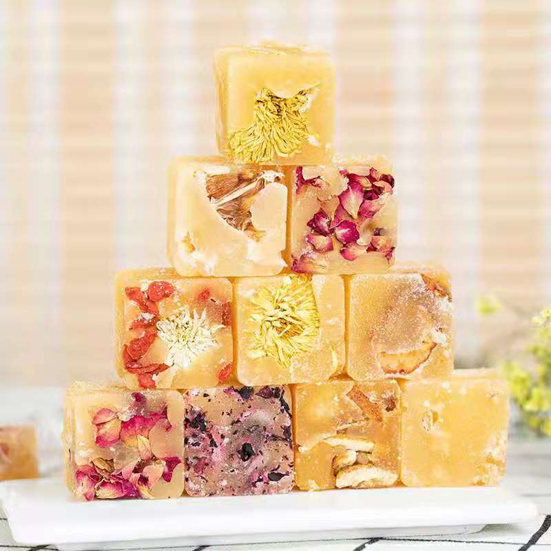 The Grateful Tea Co Gourmet Honey Sugar Cubes with flowers and fruit