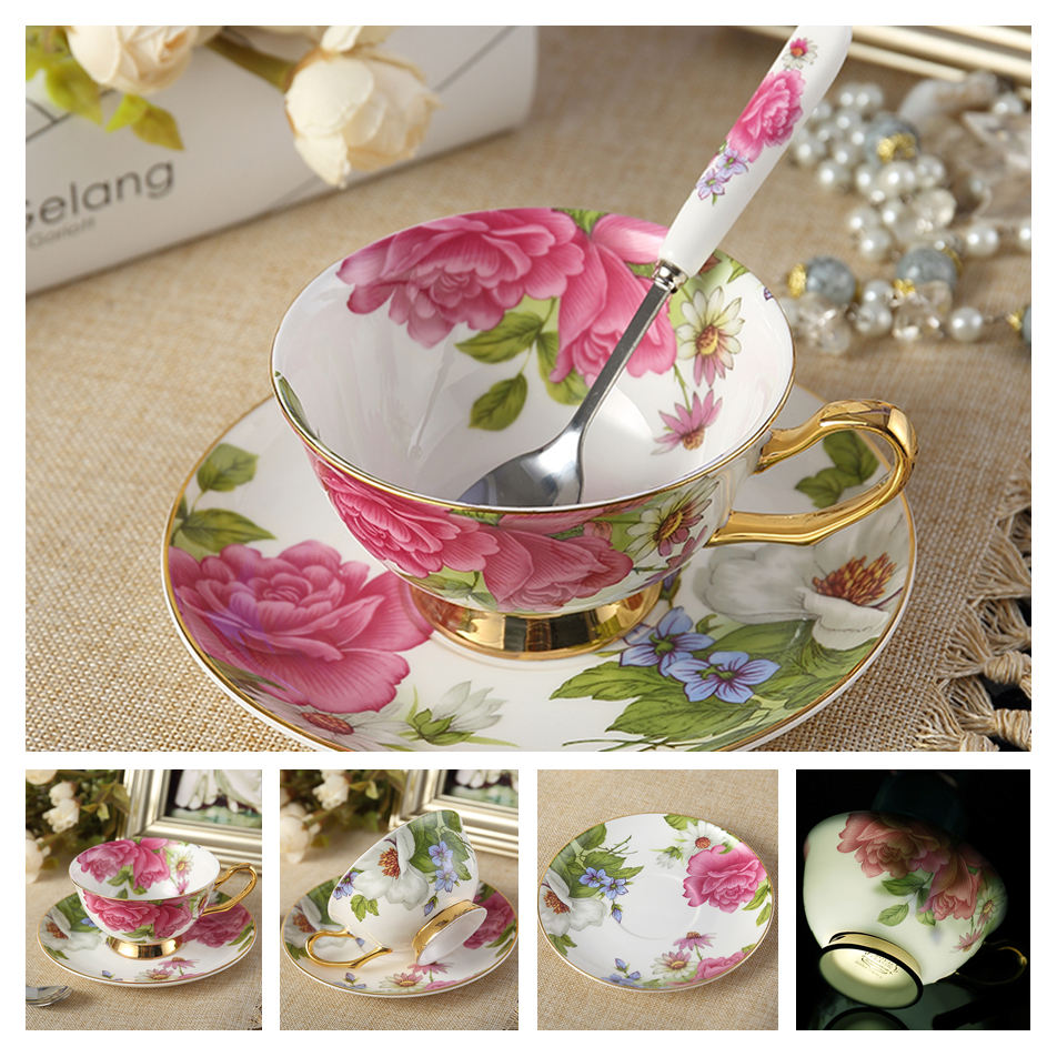 Bone China Teacup, Saucer & Spoon Set (13 Varieties)*