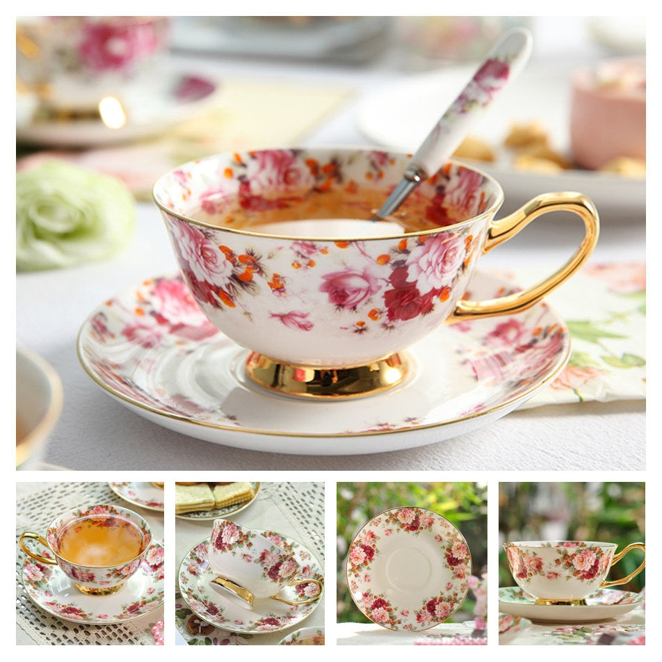 Bone China Teacup, Saucer & Spoon Set (13 Varieties)*