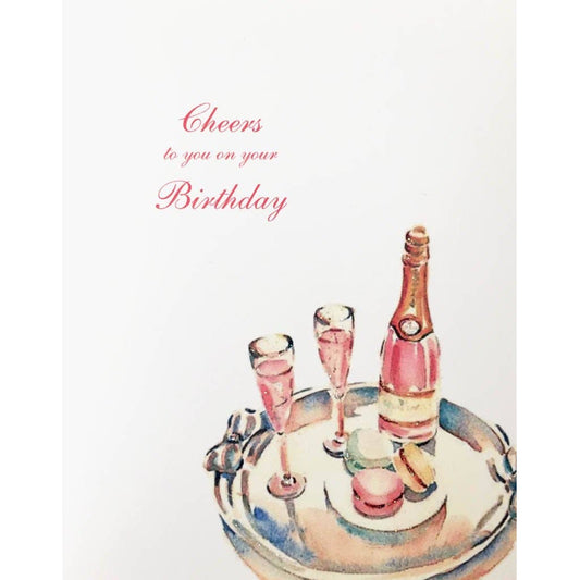 Pink Champagne Birthday Card